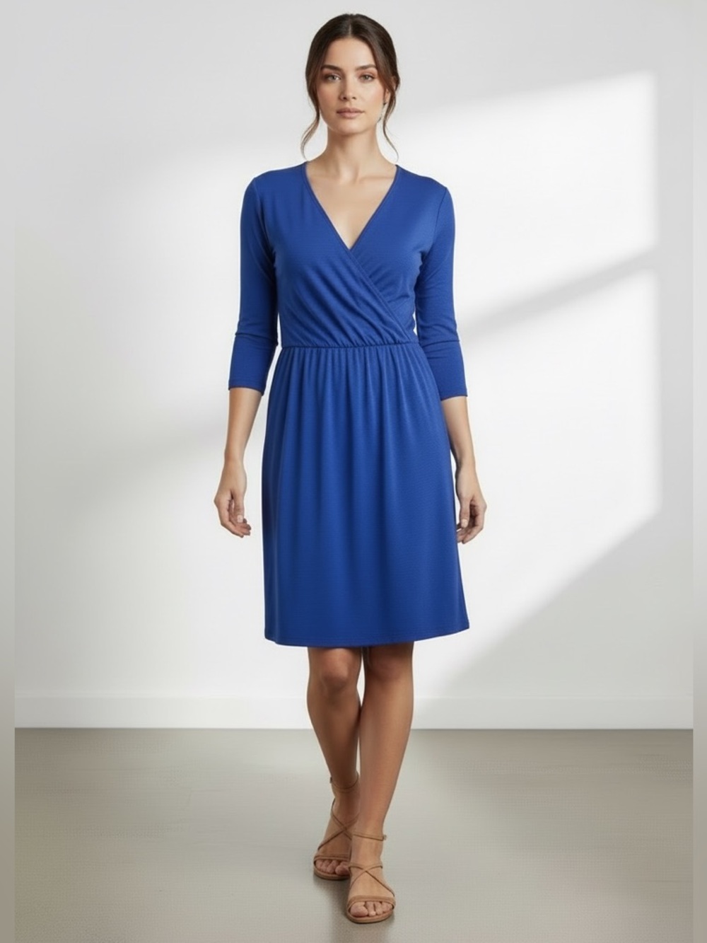NWT LAmade Revolve Wrap Party Dress 3/4 Sleeve Electric Blue Size S